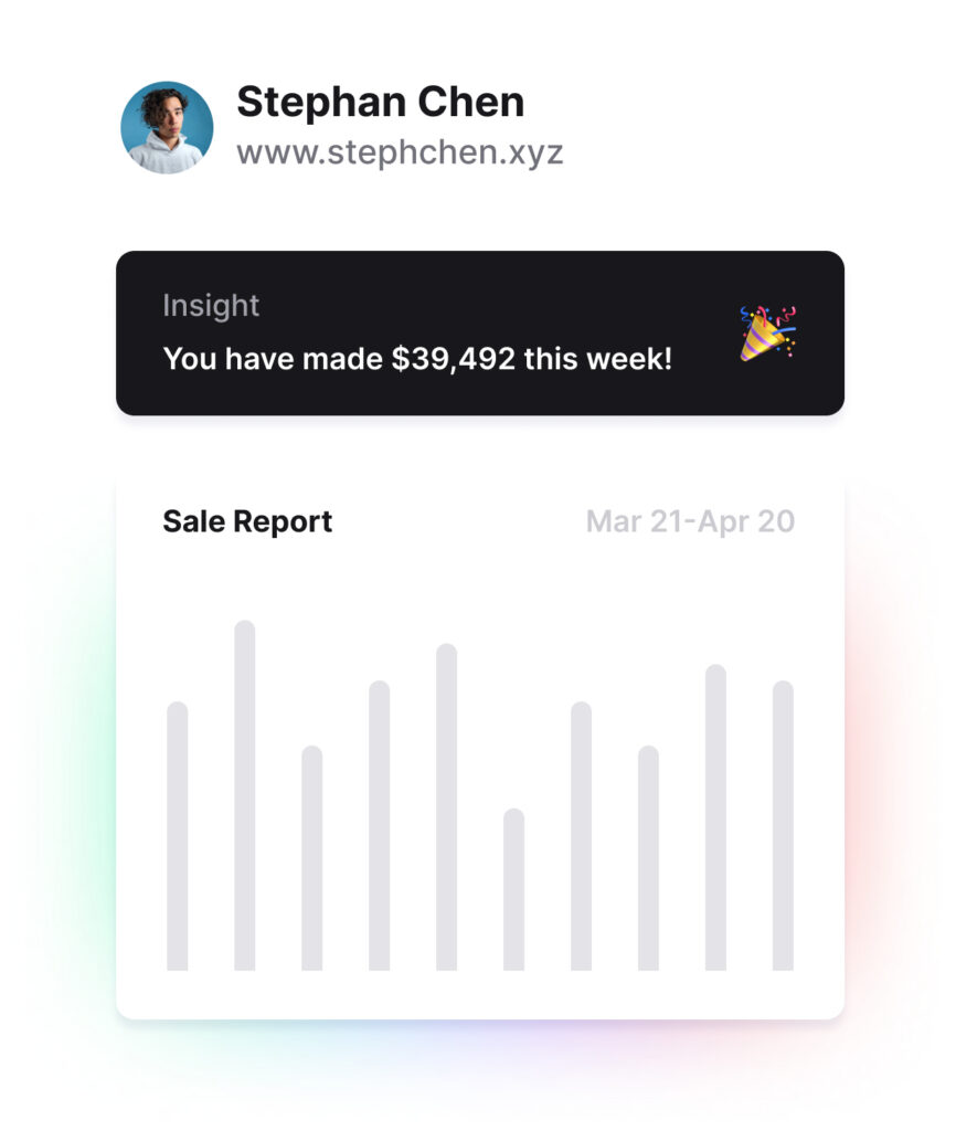 Profil von Stephan Chen, Umsatzbericht zeigt Einnahmen von 39.492 $ in dieser Woche, Zeitraum vom 21. März bis 20. Apr. 2020.