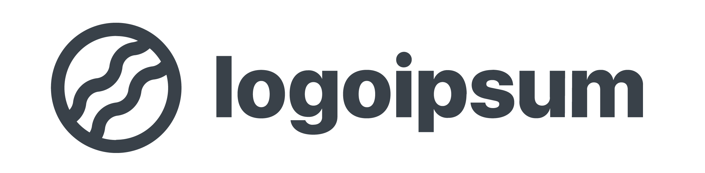 Ein abstraktes Logo mit einem kreisförmigen Symbol und geschwungenen Linien, daneben der Schriftzug „logoipsum“.