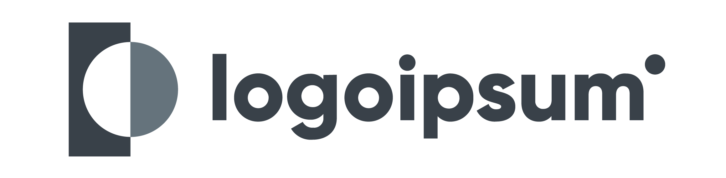Logo von Logoipsum mit einem grafischen Element in Schwarz und Grau, begleitet vom Schriftzug „logoipsum“ in dunkler Schrift.