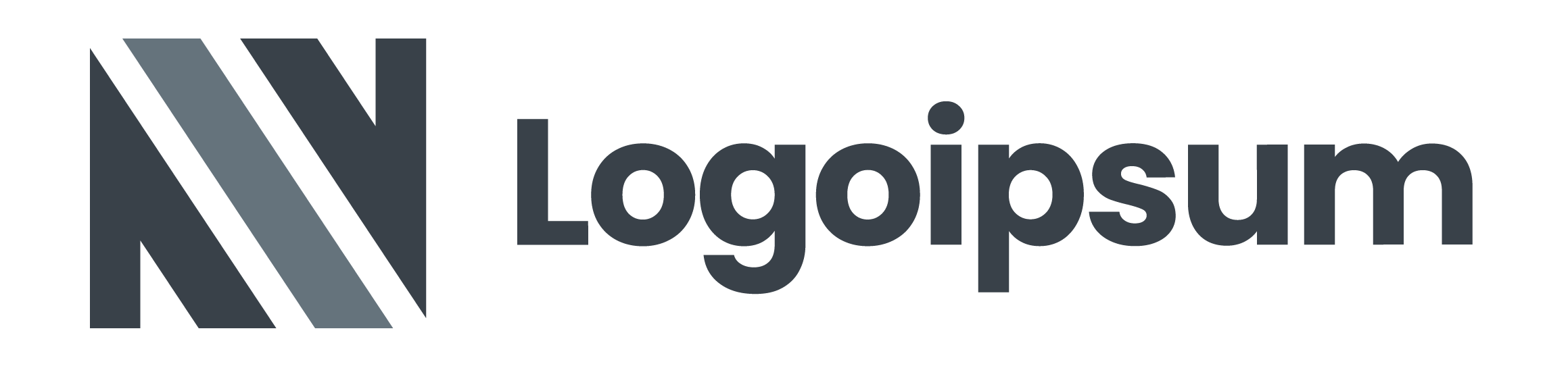 Logo mit stilisierten grauen Linien und dem Schriftzug "Logoipsum" in dunkler Schrift.