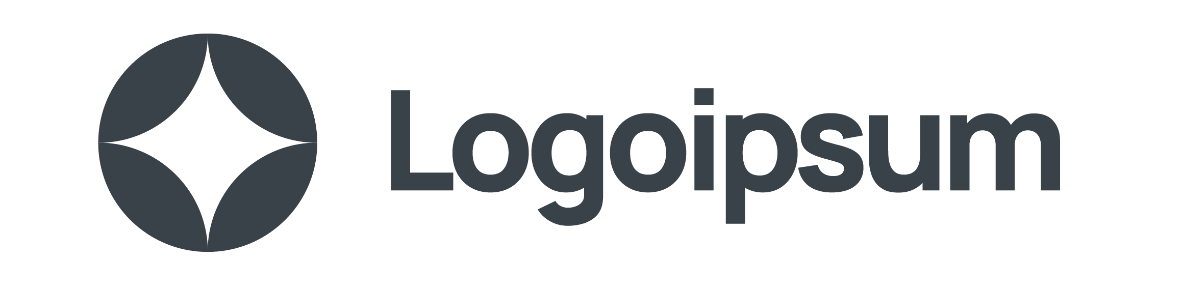 Dunkelgraues Logo mit einem stilisierten, vierzackigen Sternsymbol und dem Wort "Logoipsum" rechts daneben.