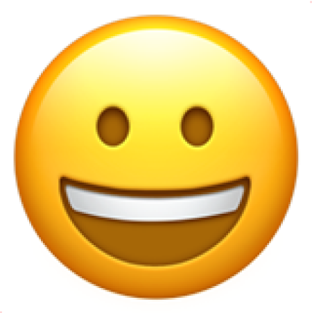 Ein lächelndes Gesicht mit großen Augen und einem breiten Lächeln, das Freude und Freundlichkeit ausstrahlt.